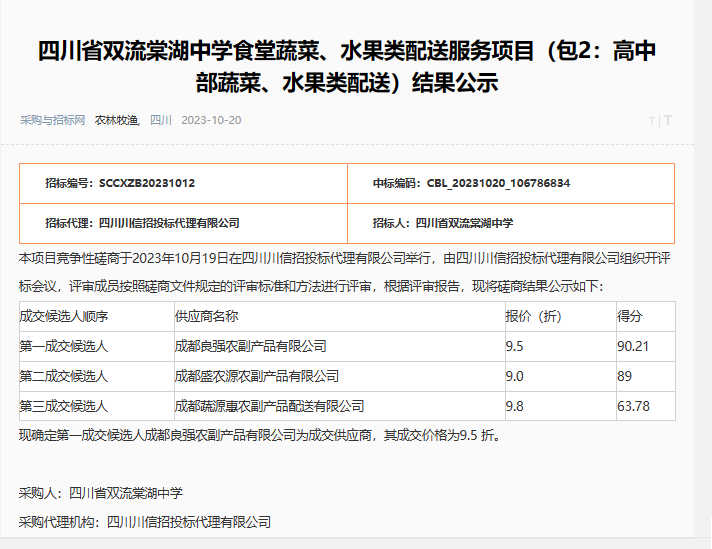 结果公告